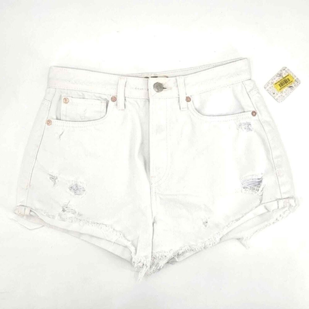 Free People Lasso Denim Jean Shorts Womens Size 29 White Distressed Jorts Summer
